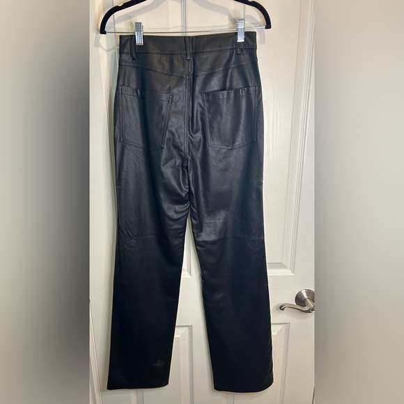 🖤”Decjuba” Women's Black Flat Front Faux Leather Pants w/ Zipper & Pockets Sz 8🖤 - Picture 3 of 12